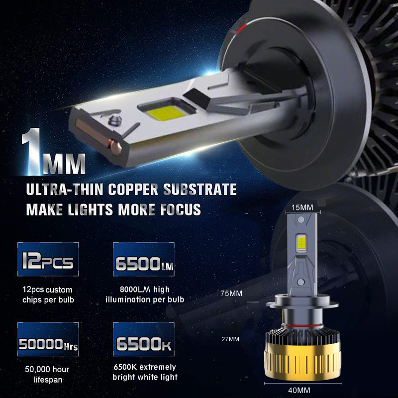 لمبة الضوء البديلة 130W 13000LM مصابيح المصابيح الأمامية LED 9012 HIR2