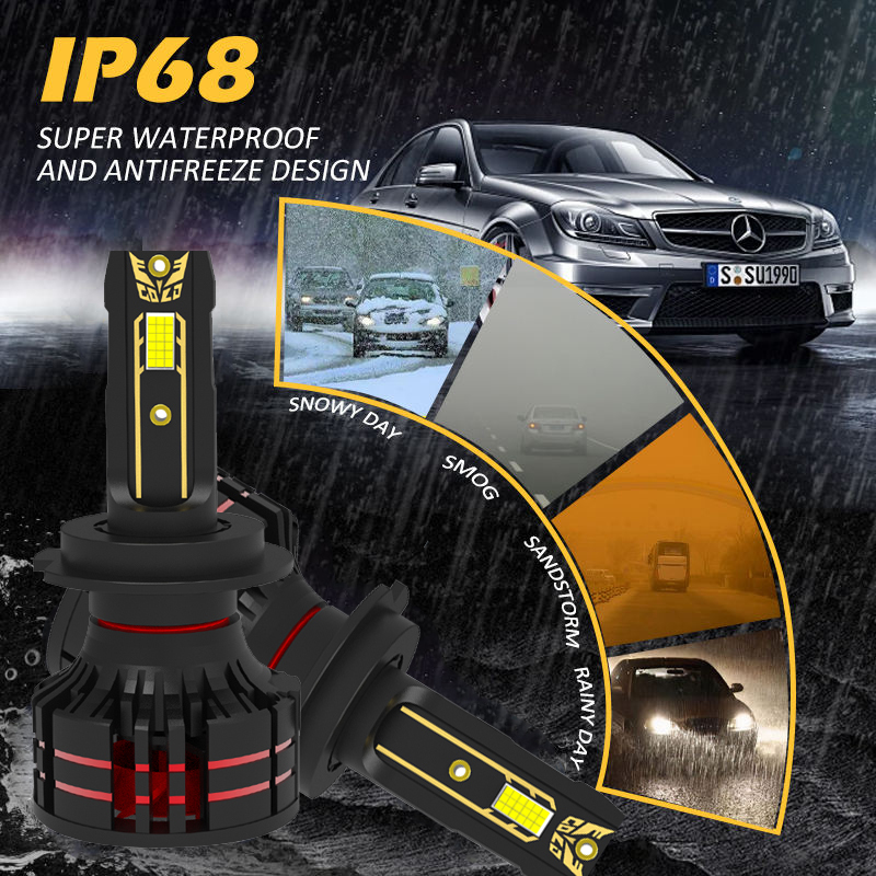 السيارات 9005 9006 المصابيح الأمامية LED 12V 56W 5600Lumens 6000K أبيض بارد IP68 مقاوم للماء OEM LED لمبة إضاءة السيارة