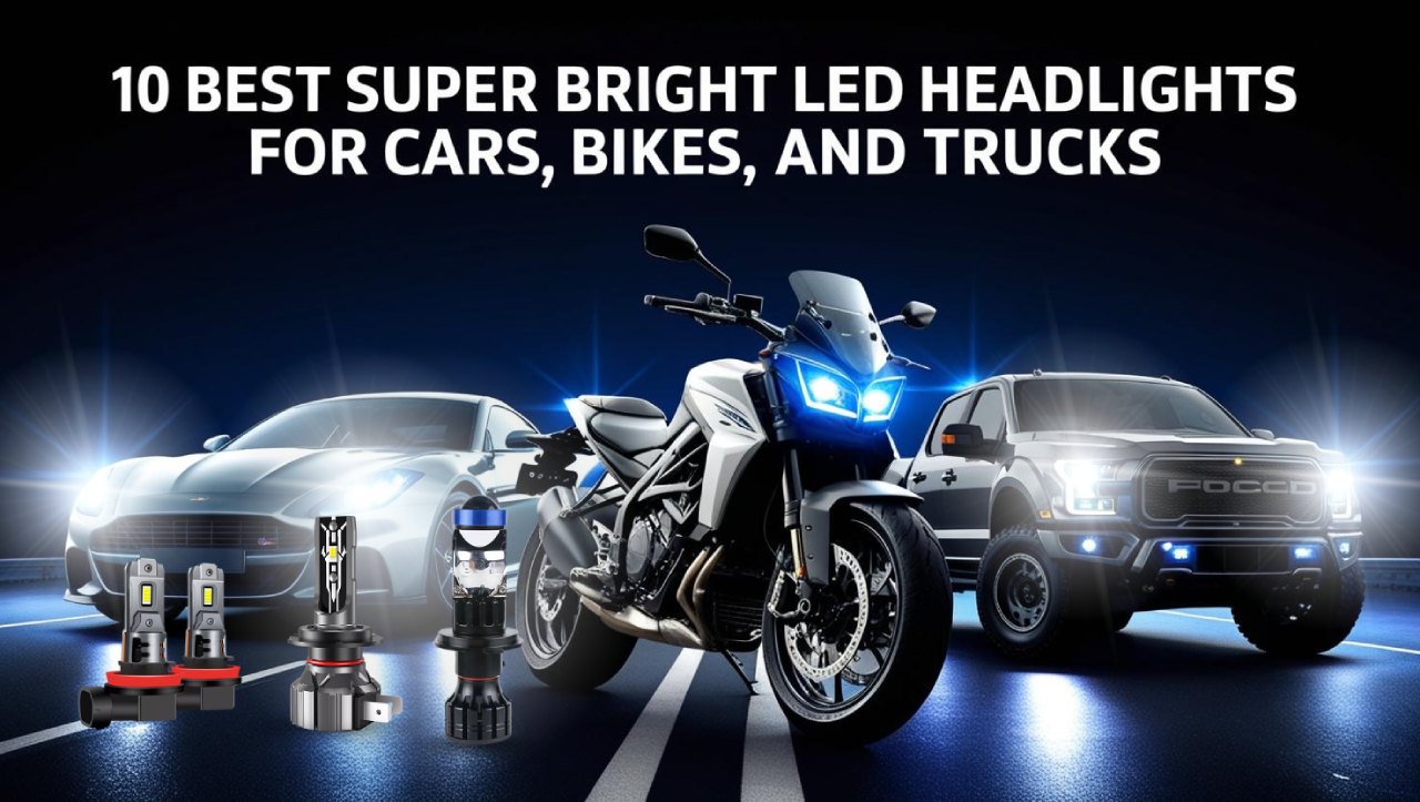 10 أفضل المصابيح الأمامية الفائقة اللامعة للسيارات والدراجات والشاحنات