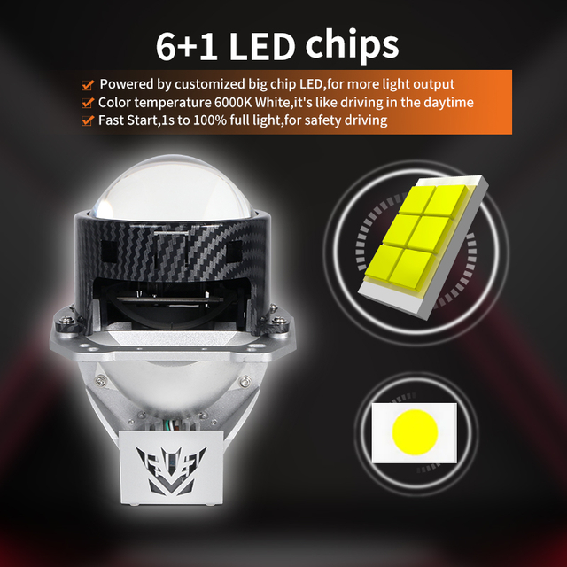 3.0 بوصة 100W 6000K كوب مزدوج الكأس BI-LENS LENS المصابيح الأمامية مع HI/LO شعاع