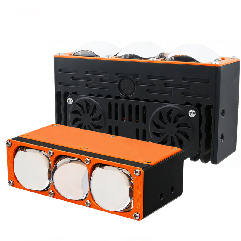 85W 3 عدسة Bi Led Projector Car Grille Lights High Low Beam Double Fan Cooling Front Grille Lights أضواء مساعدة لشاحنة الطرق الوعرة سيارات الدفع الرباعي