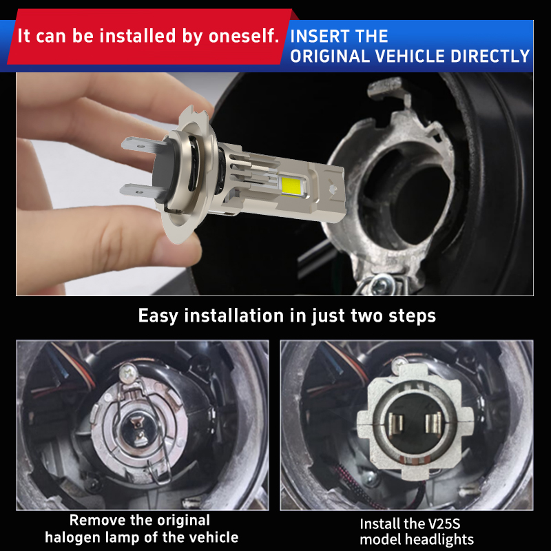 1: 1 الحجم 70W 7000LM توصيل وتشغيل غير الاستقطاب الكل في واحد LED المصباح LED LED لمبة H7