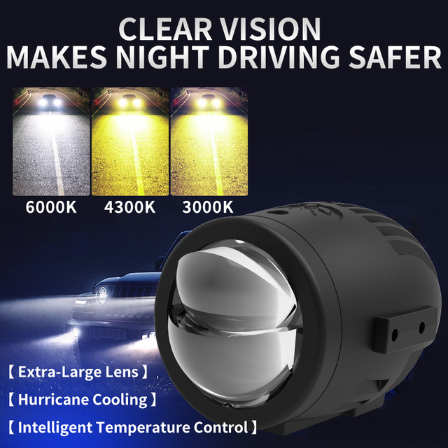 سوبر مشرق 45W ليزر تغيير لون العدسة الزجاجية الضباب مصابيح الضباب