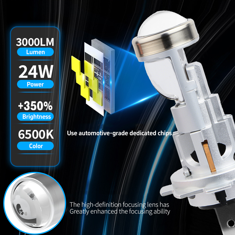 سلسلة T82 | 24 واط 3000LM التوصيل والتشغيل 1:! مصابيح أمامية LED لجهاز عرض H7 لاسلكي صغير الحجم للسيارة