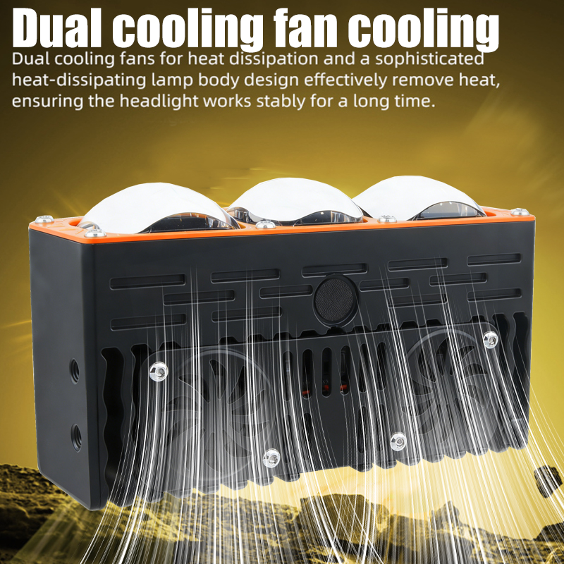85W 3 عدسة Bi Led Projector Car Grille Lights High Low Beam Double Fan Cooling Front Grille Lights أضواء مساعدة لشاحنة الطرق الوعرة سيارات الدفع الرباعي