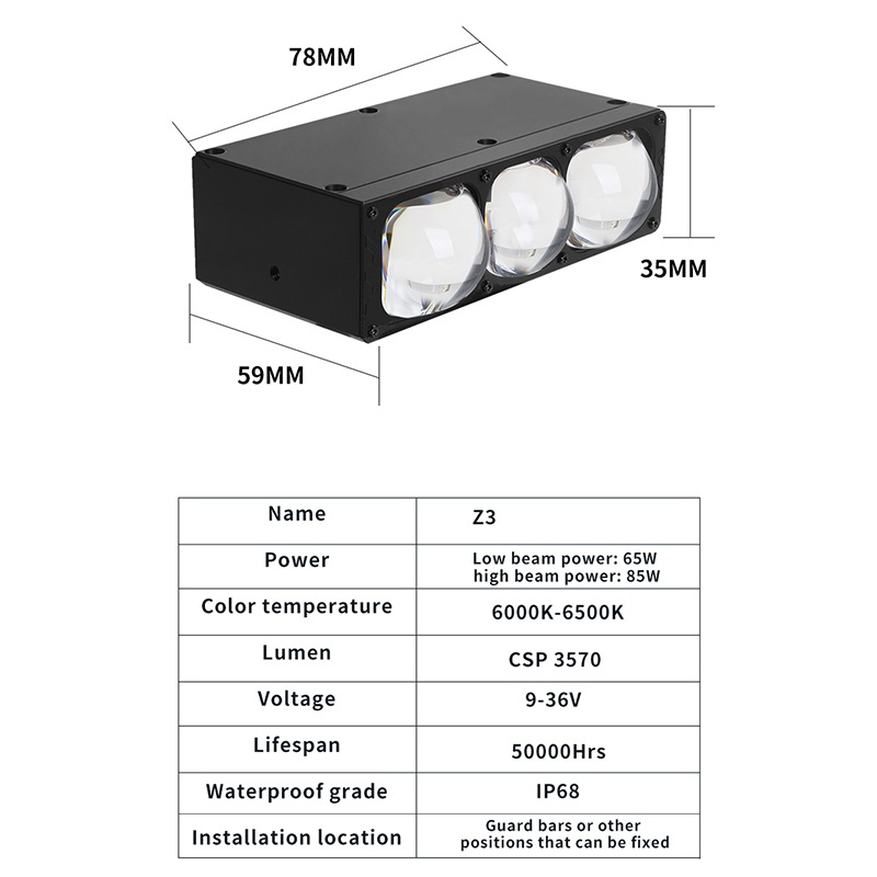 اكسسوارات السيارات مصفوفة ضوء LED ضوء شواية السيارة العالمي شعاع عالي منخفض عدسة ليزر مزدوجة ثلاث عيون عدسة بروجيكتور مصبغة أضواء كاشفة