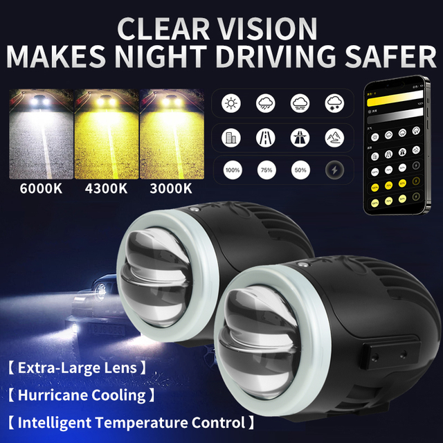 تغيير اللون 2 بوصة مزدوجة شعاع BEAM BI BIRESOR LENS LED LED مع التحكم عن بُعد