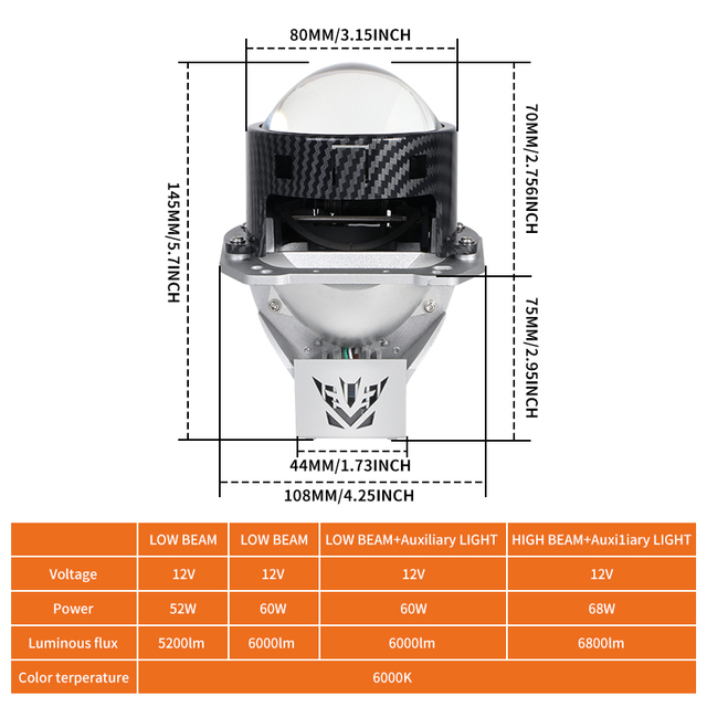 3 بوصات عالي المصباح 136W مصباح مزدوج كوب ثنائي مصابيح المصابيح الأمامية لعدسة العرض للسيارة للسيارة