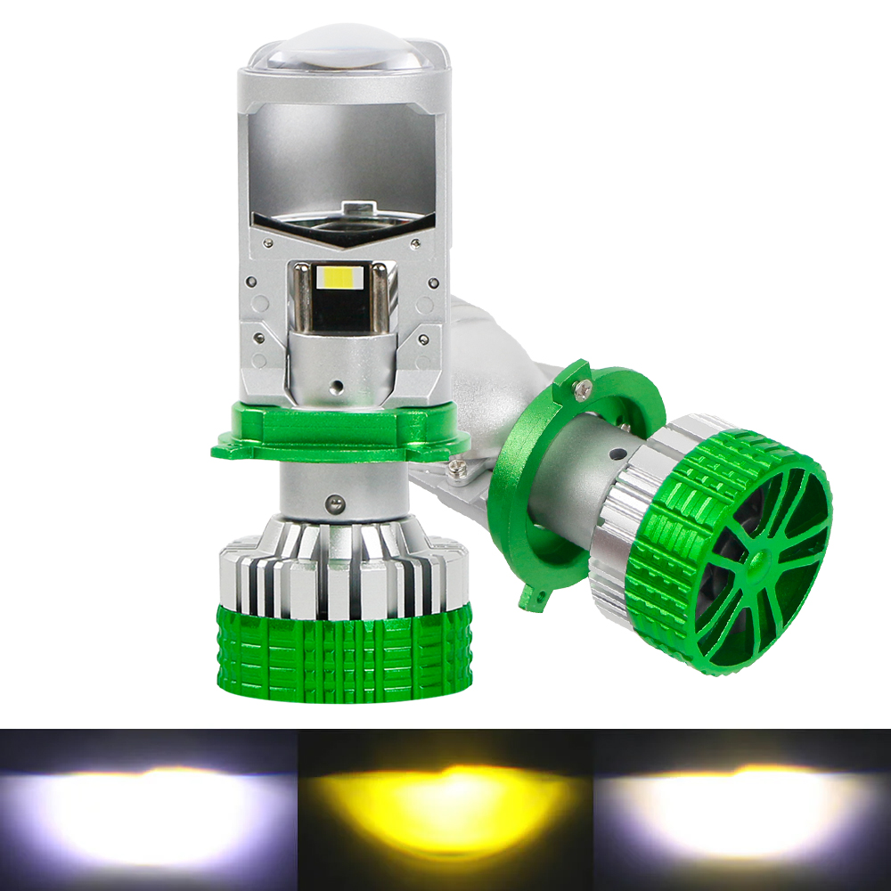 سلسلة T90 Tricolor | 12V 6000K 4300K ​​3000K 3-COLOR LED المصابيح الأمامية مع عدسة العرض