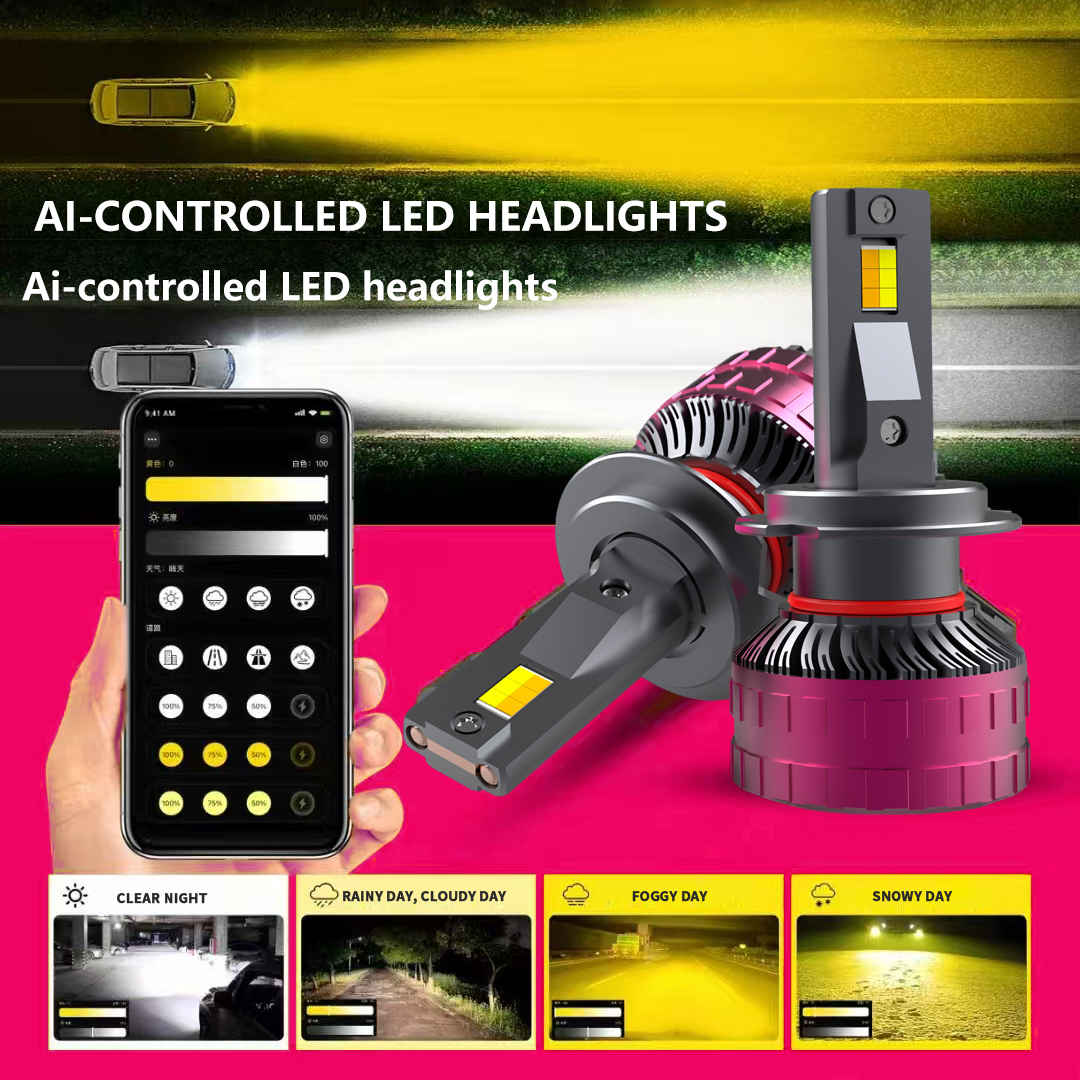 OEM / ODM أنبوب النحاس المزدوج السوبر مشرق 13000LM 120W ثلاثي درجة حرارة اللون السيارات بقيادة المصابيح الأمامية