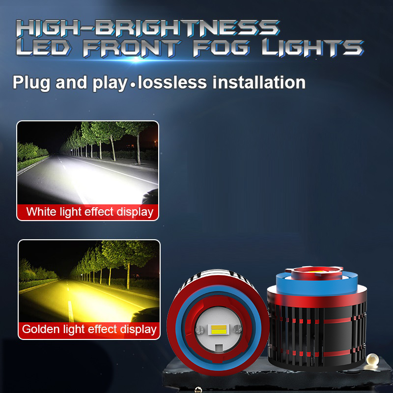 مصباح LED فائق السطوع مصابيح كهربائية الضباب المزدوج العنبر الأبيض 24 واط 3000LM التبديل اللون التوصيل والتشغيل مصباح الضباب الأمامي الصغير لتويوتا