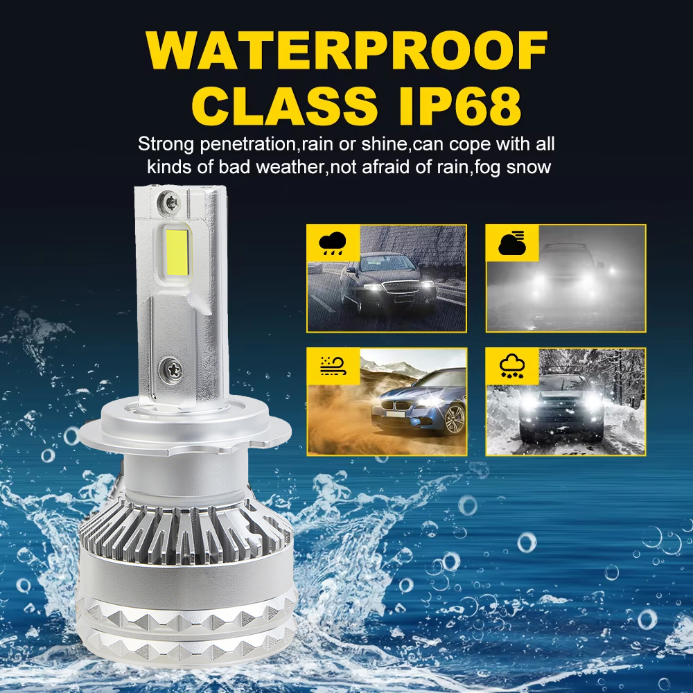 الترا برايت LED المصابيح الأمامية ترقية 200 واط 12000LM مشرق الإضاءة لمبة 6000 كيلو كول الأبيض IP68 مقاوم للماء سيارة العالمي كشافات لمبة