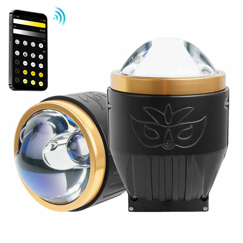 OEM/ODM 3 بوصة الذكية AI App التحكم ثلاثي الألوان العارض عدسة الضباب ضوء عالية منخفضة شعاع مقاوم للماء المزدوج المباشر الليزر LED مصباح الضباب