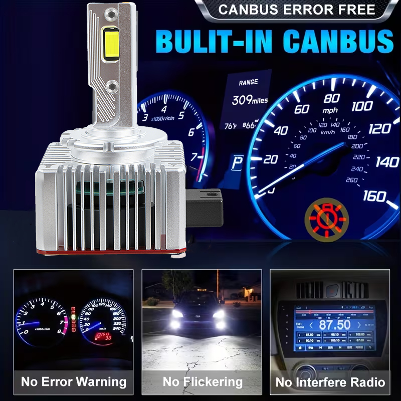 ثلاثة أنابيب نحاسية D1S/D2S/D3S/D4S/D8S مصابيح ليد لمصابيح السيارة الأمامية 18 واط 18000LM 6000K 1:1 حجم التوصيل والتشغيل لاستبدال HID زينون