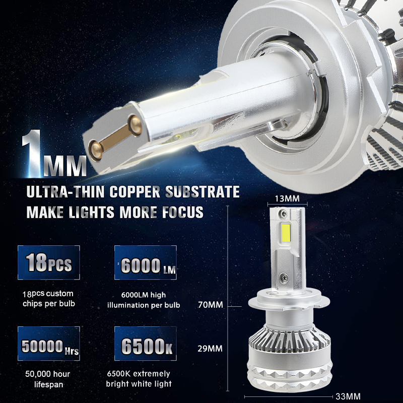 الترا برايت LED المصابيح الأمامية ترقية 200 واط 12000LM مشرق الإضاءة لمبة 6000 كيلو كول الأبيض IP68 مقاوم للماء سيارة العالمي كشافات لمبة