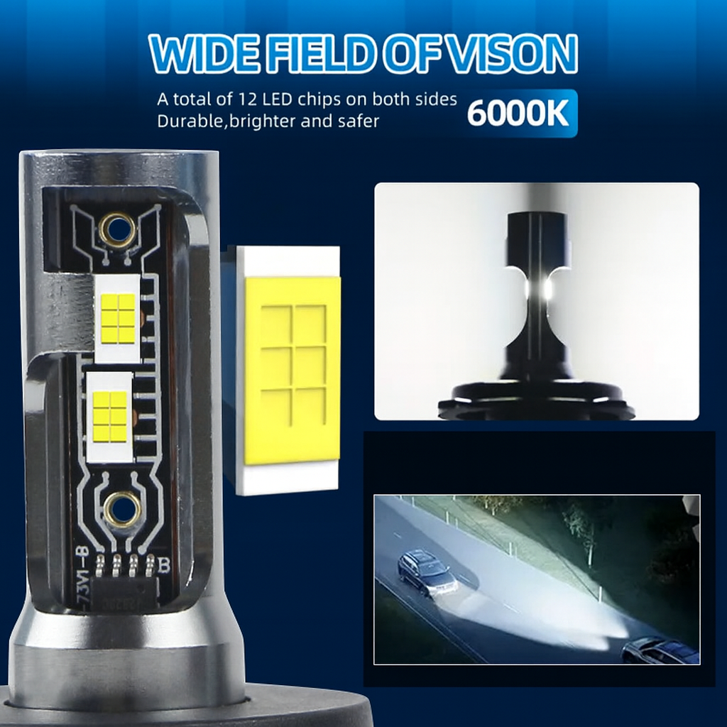 مخصص OEM / ODM 60W LED المصابيح الأمامية للسيارة 6000LM عالية / منخفضة شعاع المصابيح الأمامية للسيارات