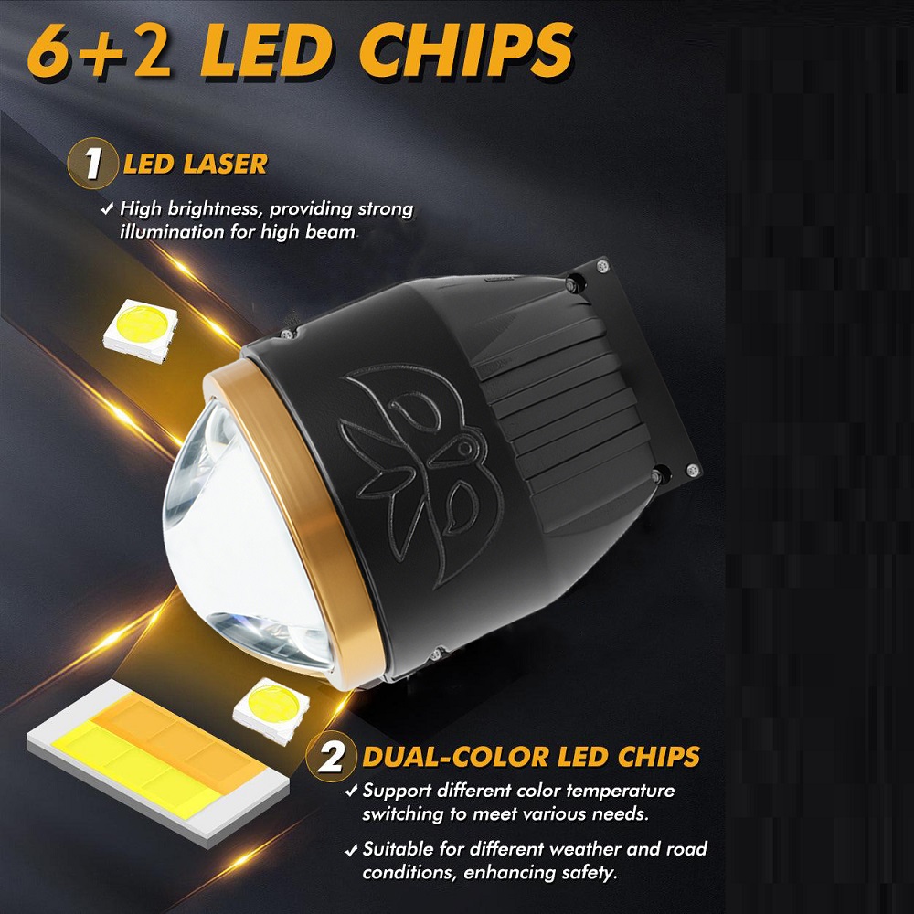 الجملة 3 بوصة ثلاثي الألوان المزدوج المباشر سيارة ثنائية جهاز عرض ليزر LED عدسة الضباب الخفيف 12 فولت 75 واط لتويوتا هوندا العالمي الضباب مصباح التحديثية