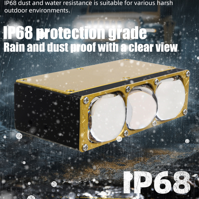 170 واط أضواء السيارة 3 عيون عدسة زرقاء ثنائية أضواء مصبغة مع مروحة DRL القيادة الضباب ضوء العمل أضواء مساعدة خارجية شاحنة مركبة على الطرق الوعرة