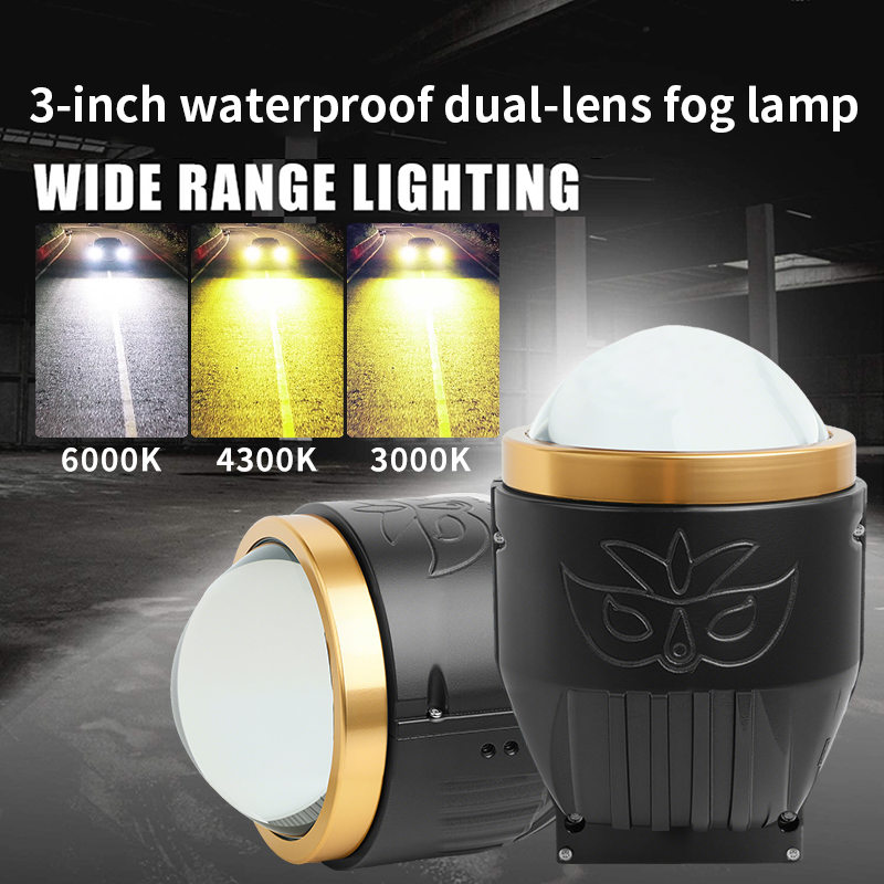 Wekwolf 96W 9600LM ثلاثة ألوان LED LED أضواء الضباب 3 بوصة BI LASER LENS LENS LAMP