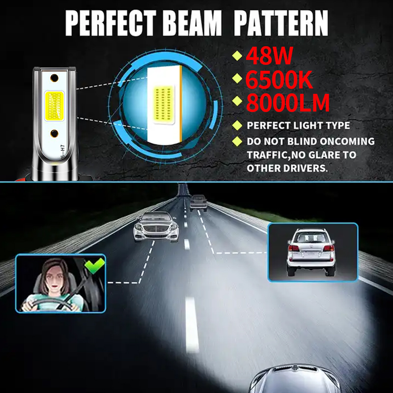 رخيصة الثمن سيارة أدى المصابيح الأمامية لمبة السوبر مشرق 4800LM البسيطة LED ضوء المصابيح الأمامية للسيارات